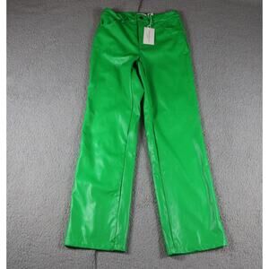 New NAKD Na-Kd x Belen Hostalet 38 Green Lime Green PU Trousers